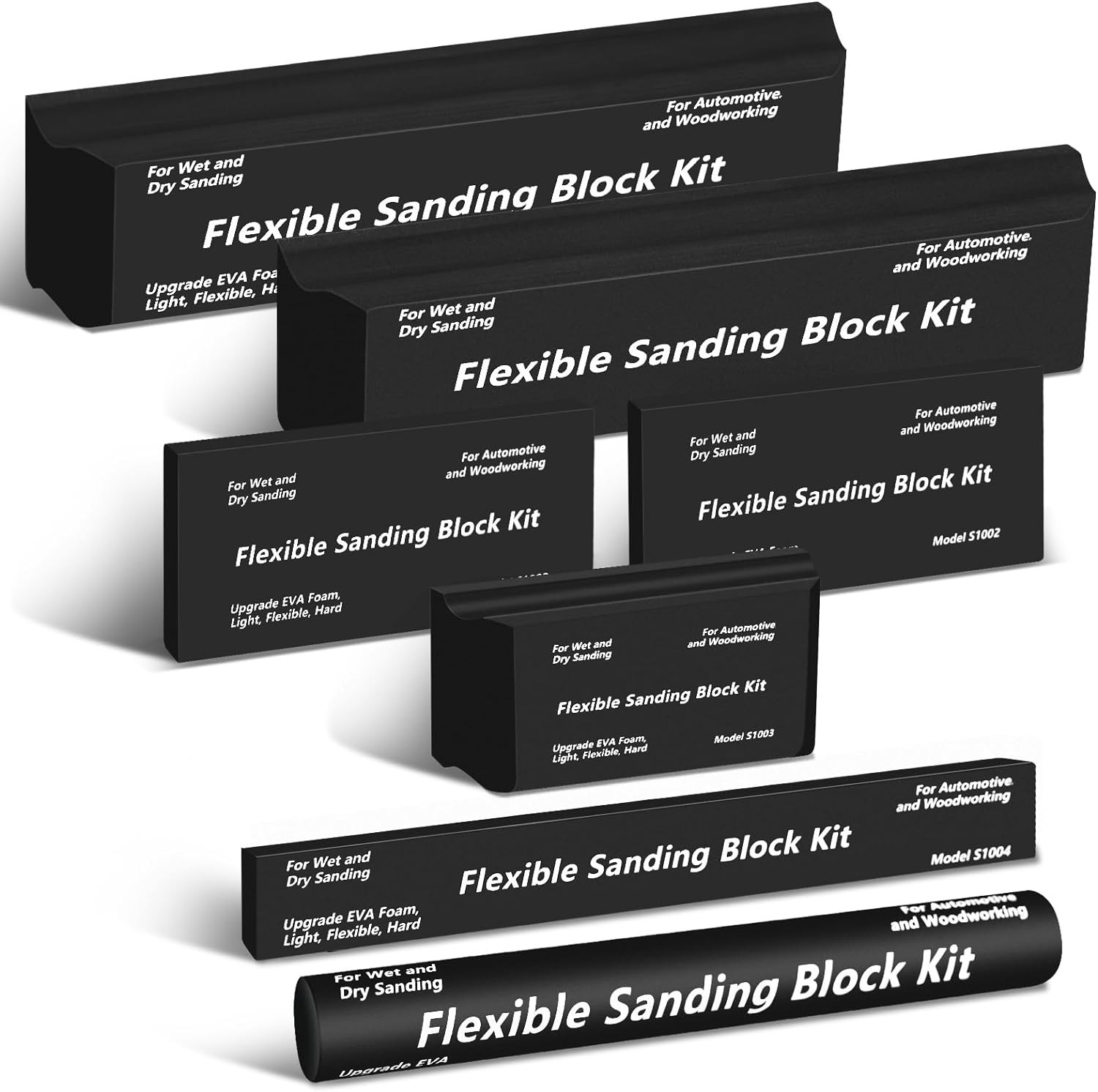7Pcs Sanding Block Kit Flexible EVA Foam Wet or Dry for Automotive or Woodwork