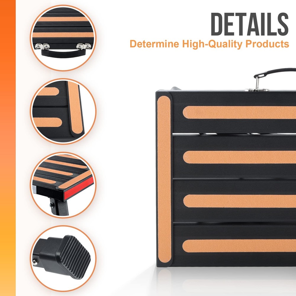 RV Stool, Adjustable Height Folding Step with Non-Slip Surface, Rubber Feet,