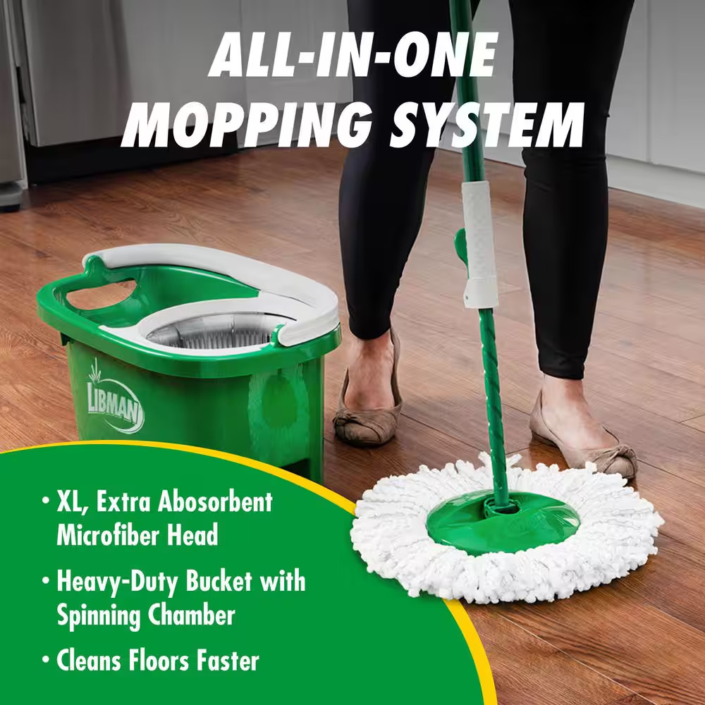Tornado Spin Mop with Bucket Cleaning System, Microfiber Spin Mop Head, Machine