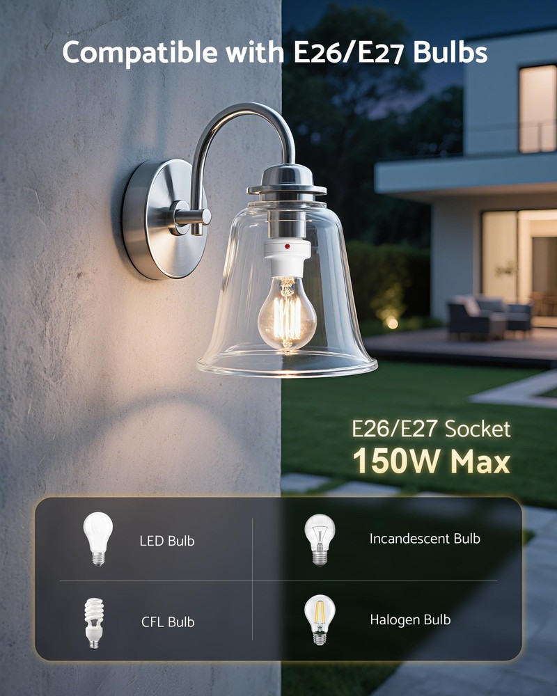 otnofok Light Sensor Socket, E26/E27 Bulb Automatic Dusk White