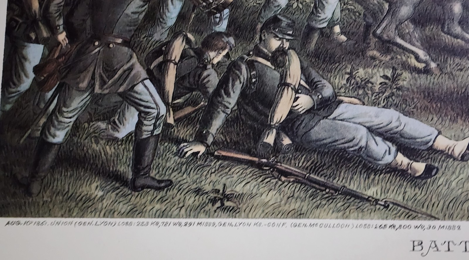 Civil War Battle of Wilson Creek 1893 Kurz & Allison Lithograph Print
