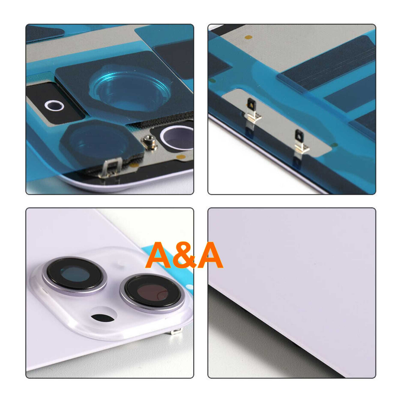 Back Glass replacement with Plate, Magnet, Camera len for Iphone 14 14+ 15 15PM