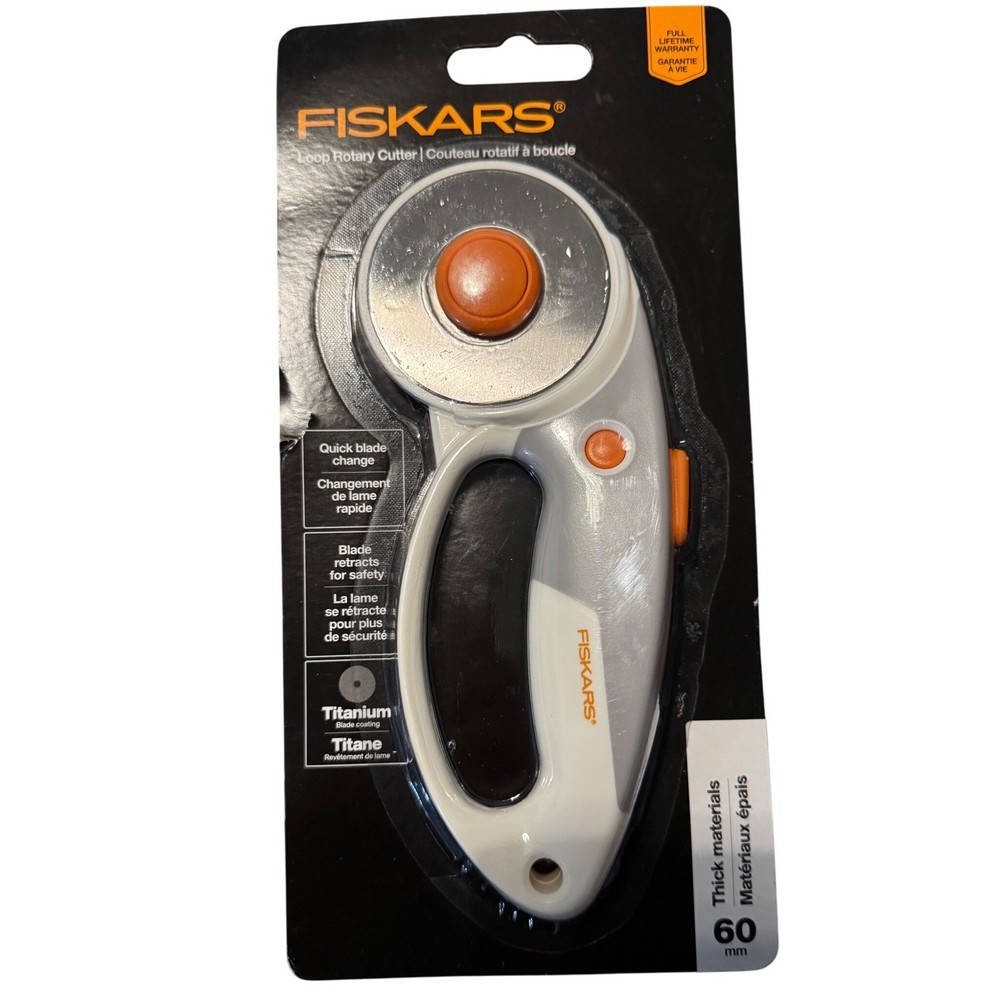 Fiskars 60mm Loop Rotary Cutter Titanium Blade Quick Change Safety Retract