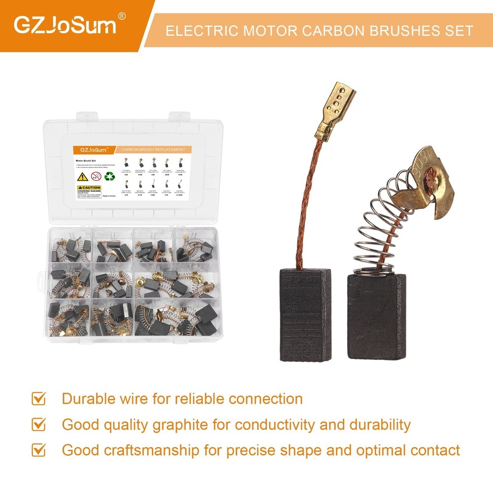 60 Pack Electric Motor Carbon Brushes Set, 10 Different Sizes for Replacement...