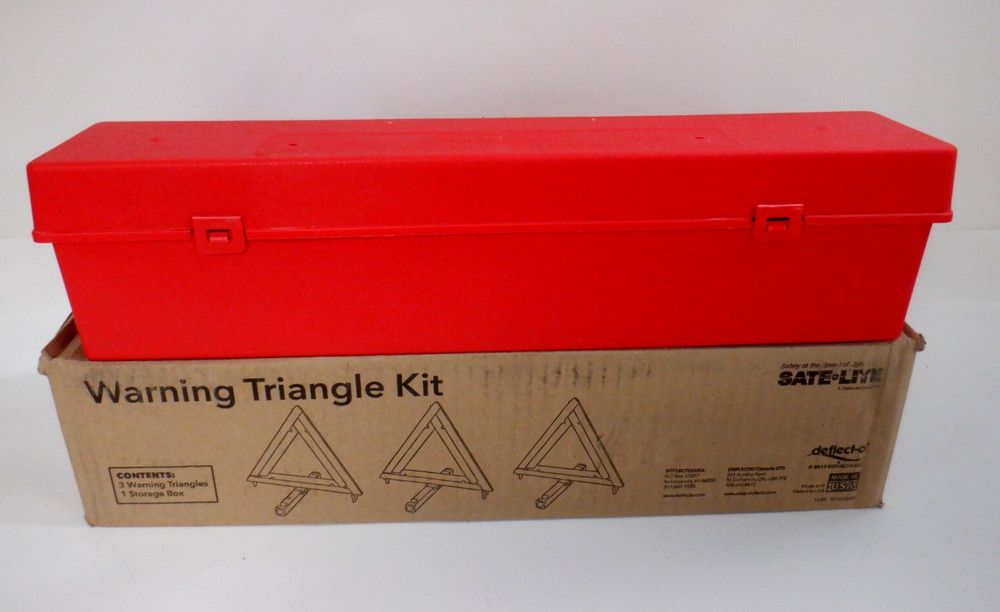 3x Reflective Emergency Warning Triangles SATE-LITE 711 BASE Signal Roadside Kit
