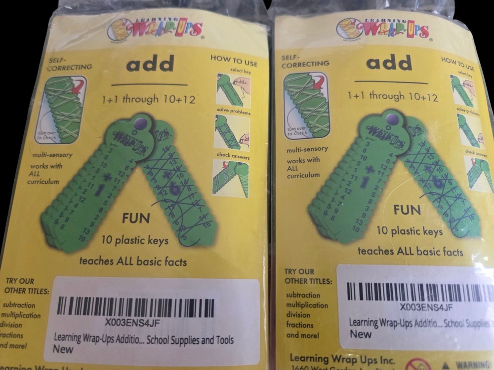 Learning Wrap-Ups Basic Math Addition (Set of 3 Wrap-Ups) -NEW-