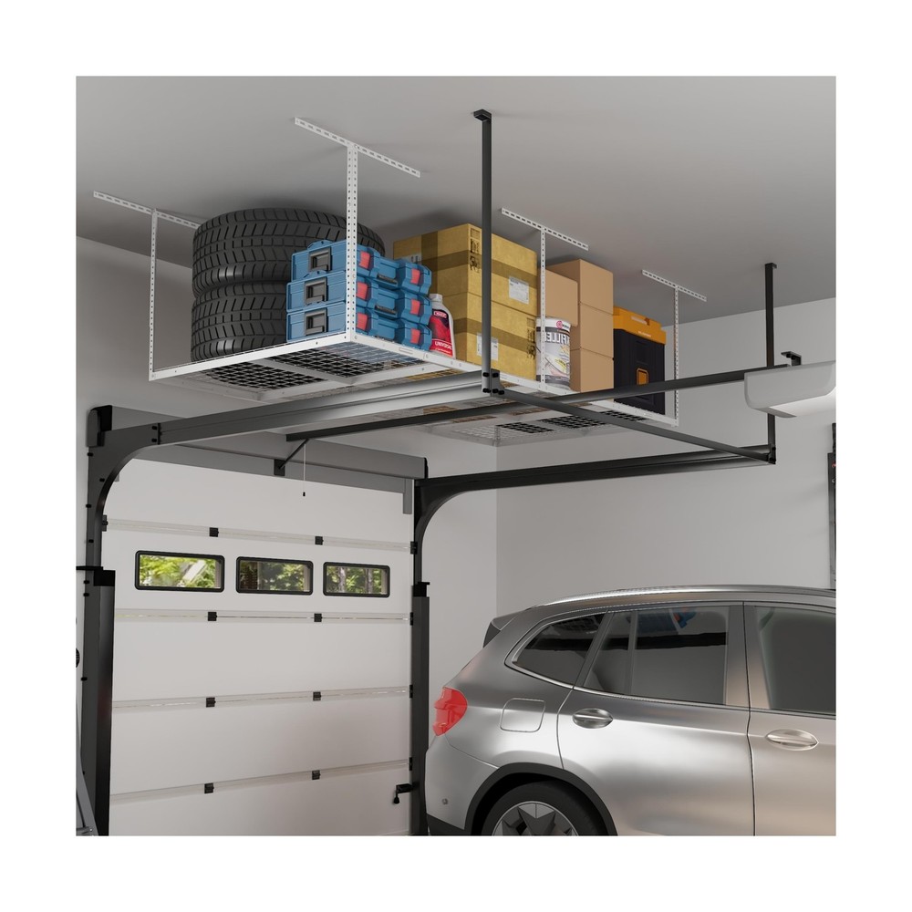 FLEXIMOUNTS 4x8 Overhead Garage Storage Rack, Adjustable Organization System,...