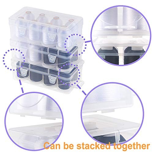 1000m Polyester Embroidery Thread Set - 8 Spools with Clear Storage Box for Quil