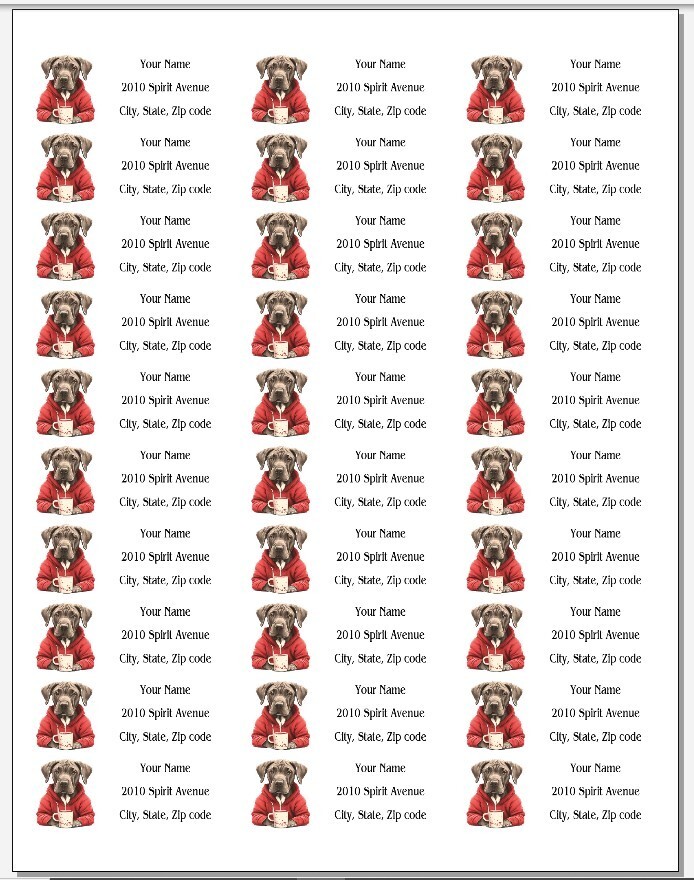 150 Great Dane Dog Hot Coffee Mailing Return Address Labels Personalized