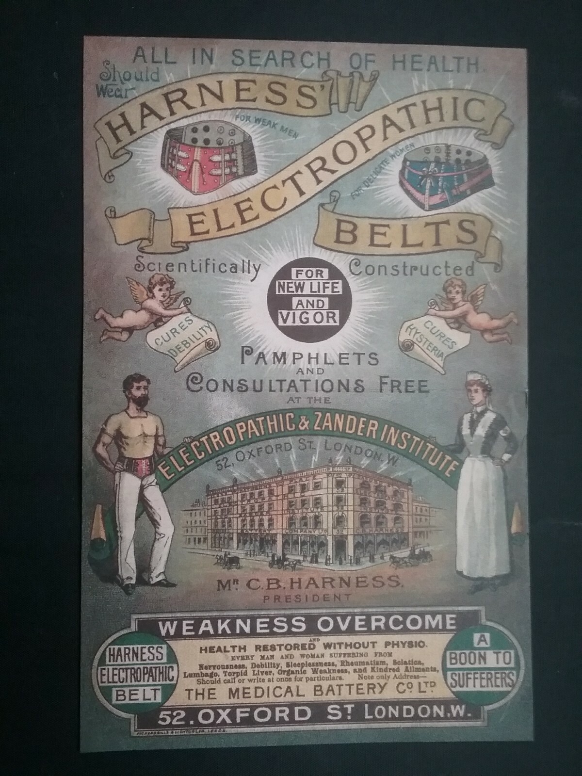 VICTORIAN ELECTROPATHIC BELTS LEAFLET + ****(((2 CARD ADVERTS)))****