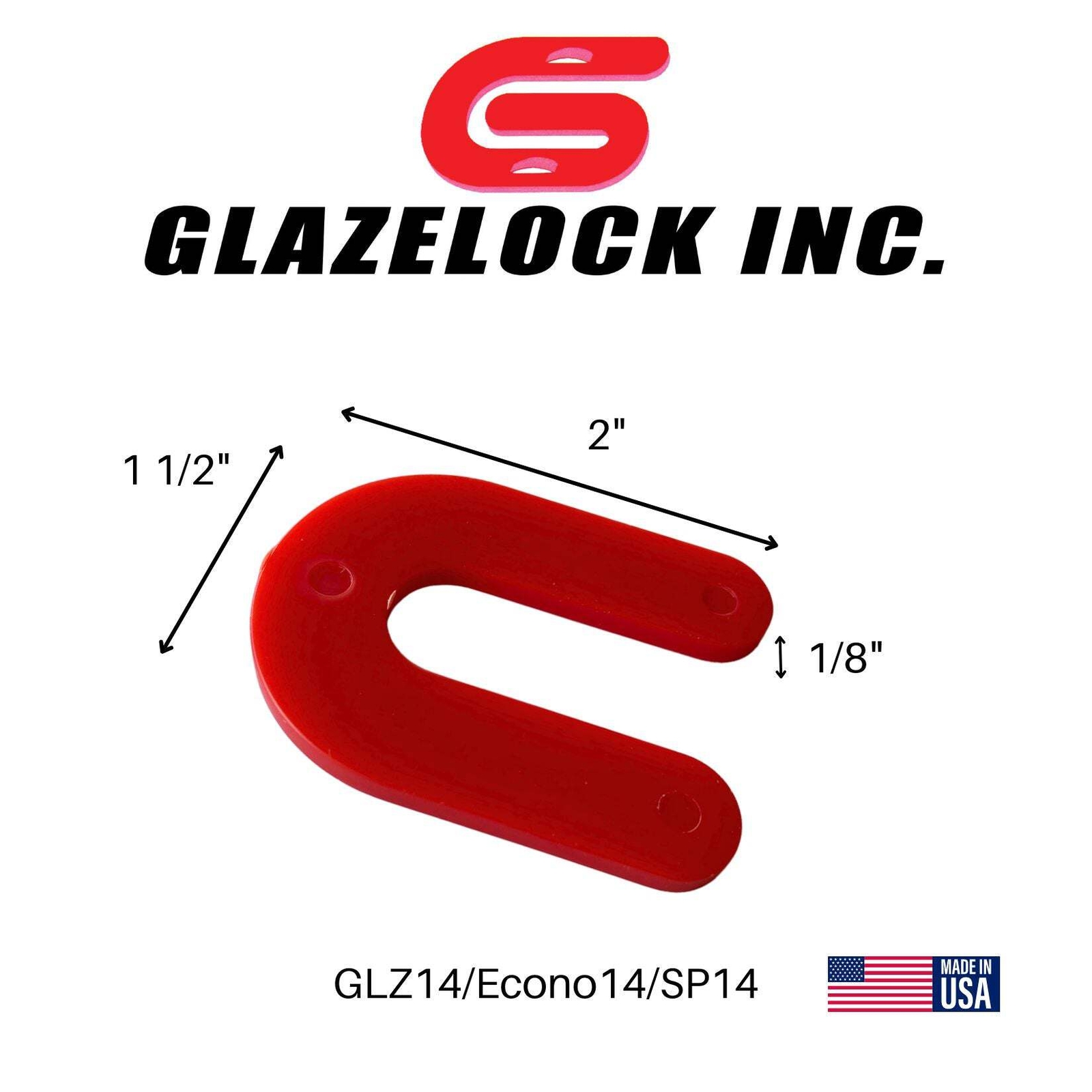 Glazelock U-shaped Shim 2", Horseshoe Plastic Flat Shims 2"L x 1 1/2"W with 1/2"