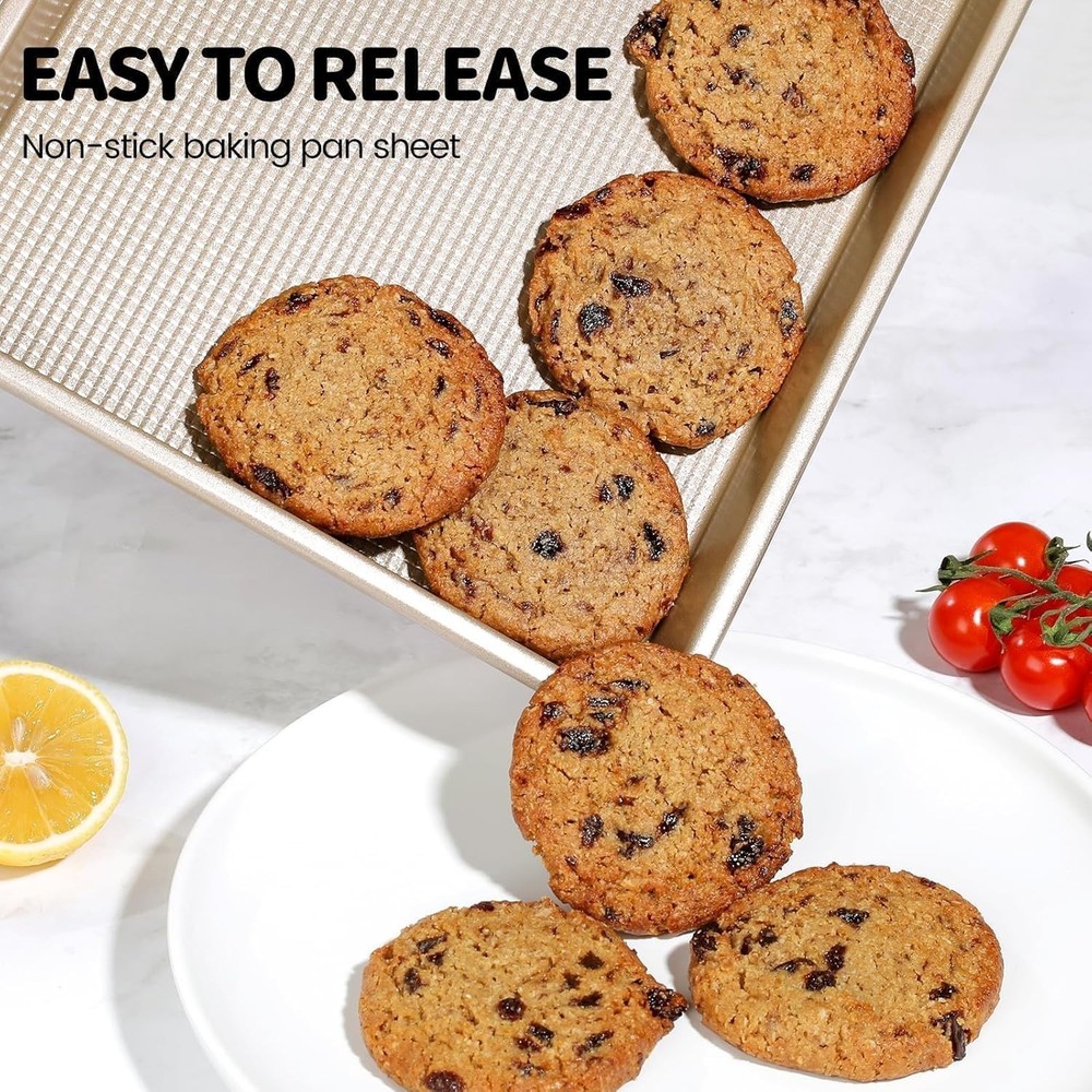Baking Sheet Set of 3, Cookie Sheets for Baking with Square Texture Pattern, ...