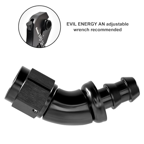 Push Lock Fitting One Piece Full Flow Hose End 6AN 45 Degree