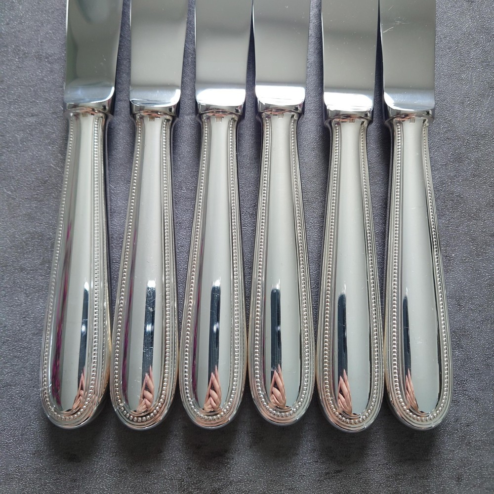 Christofle Perles 6pcs Silverplate Flatware Table Knife Excellent