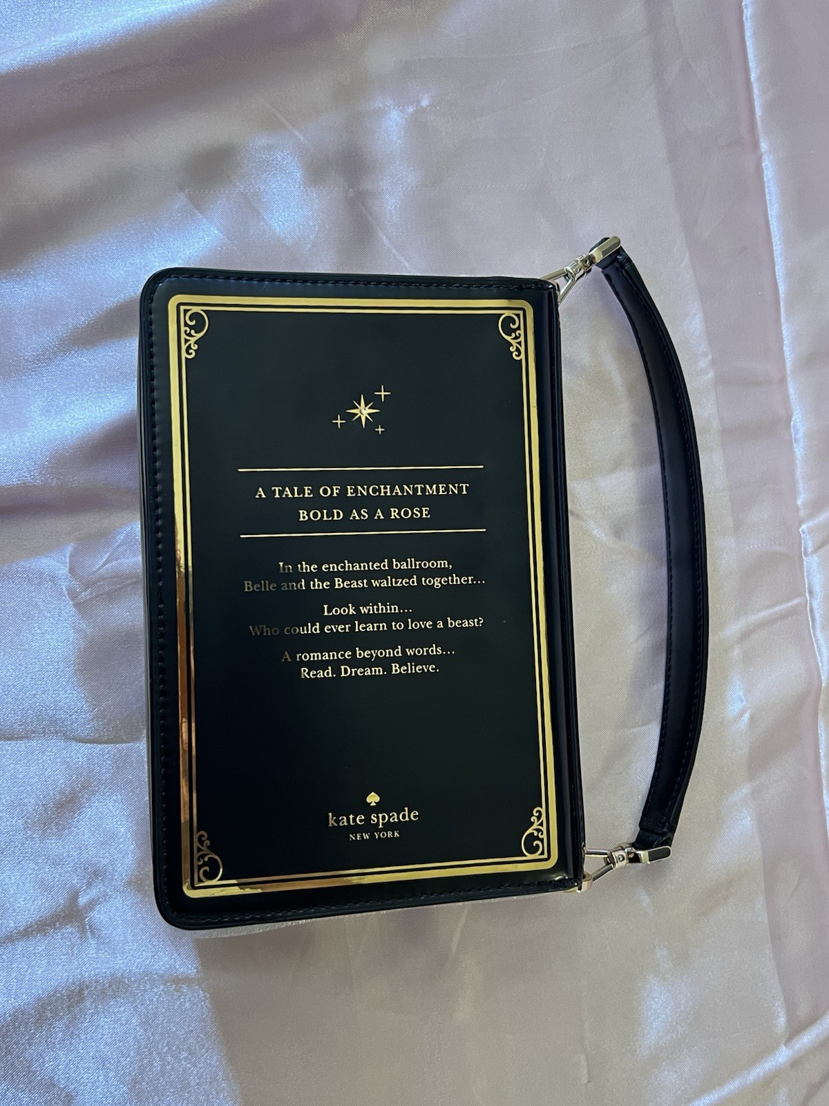 Kate Spade Disney Beauty and the Beast Black Book Clutch Handbag Medium