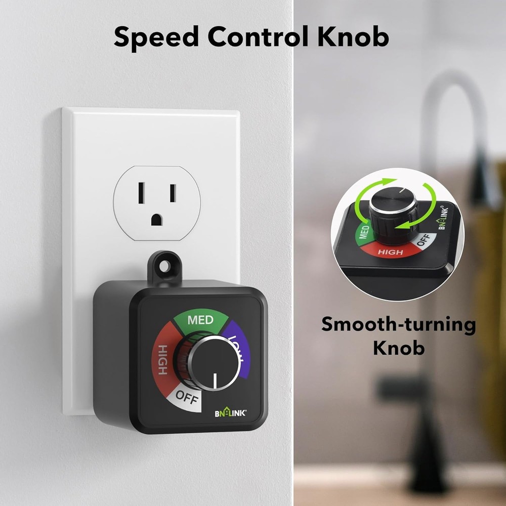 Variable Fan Speed Controller Plug-in Electric 3 Speed Regulator Adjuster Cor...