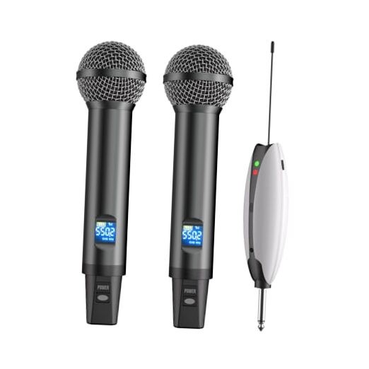 AD55 Dual Handheld Dynamic Wireless Microphone, Rechargeable Wireless Dual UHF