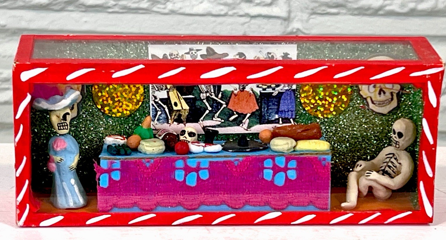 Mexican Day of the Dead Shadow Box Diorama Folk Art 2.5” by 6”