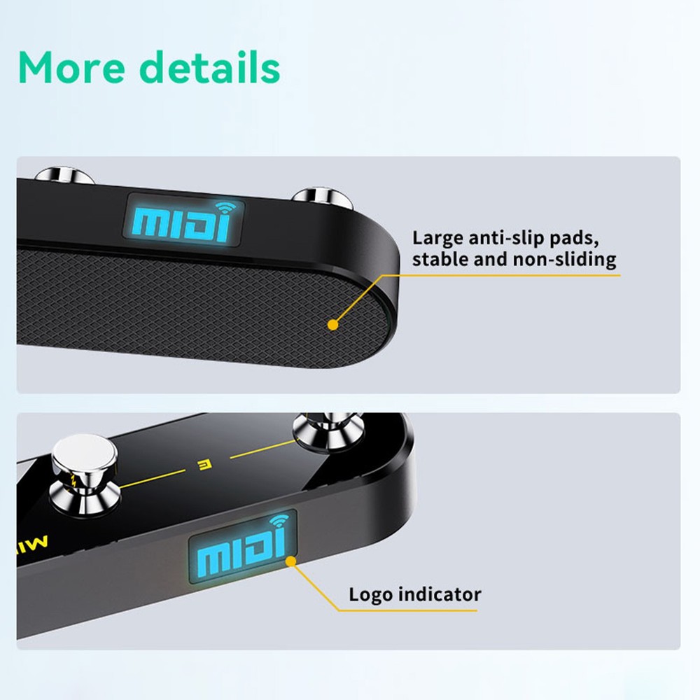 Wireless MIDI Controller Pedal 5 Modes Digital Display For Musicians VTOS