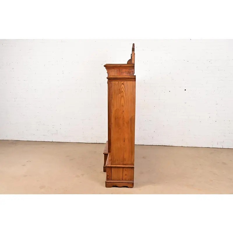 Herter Brothers Style Antique Victorian Carved Oak Bookcase Cabinet, Circa 1880s