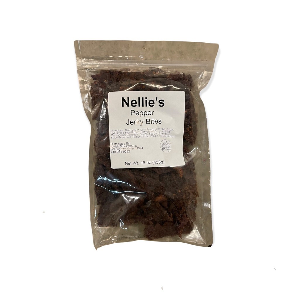 Nellie's Beef Jerky Bites, 1 Pound Bulk Bag, Pepper