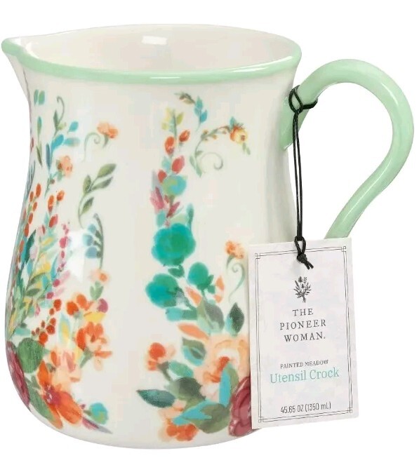 Pioneer Woman ~ PAINTED MEADOW ~ Stoneware ~ Utensil Holder ~ 7.5" x 5.5" x 6.5"