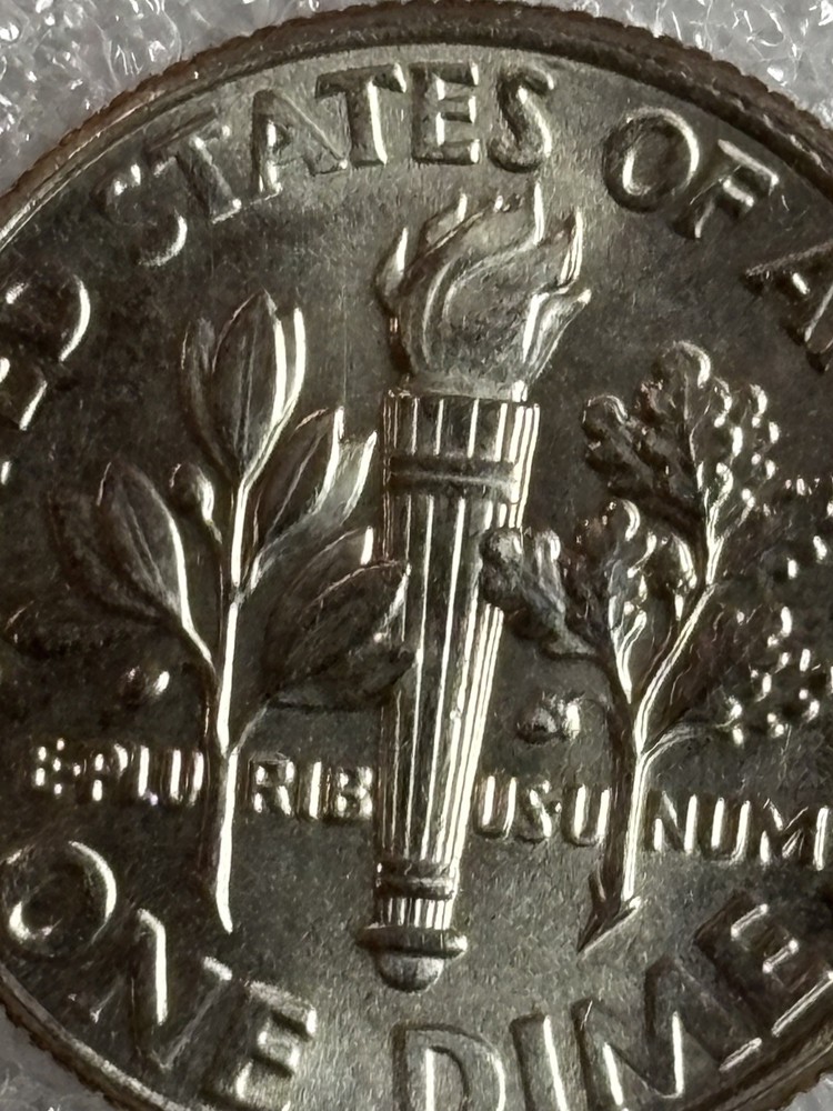 2024-P Roosevelt error Dime struck off center DDO obverse rim error Reverse ￼