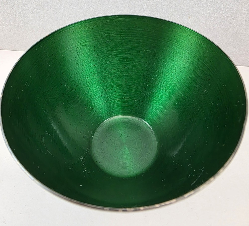 Vintage E. Dragsted Silver Plated Green Enamel Bowl - Denmark