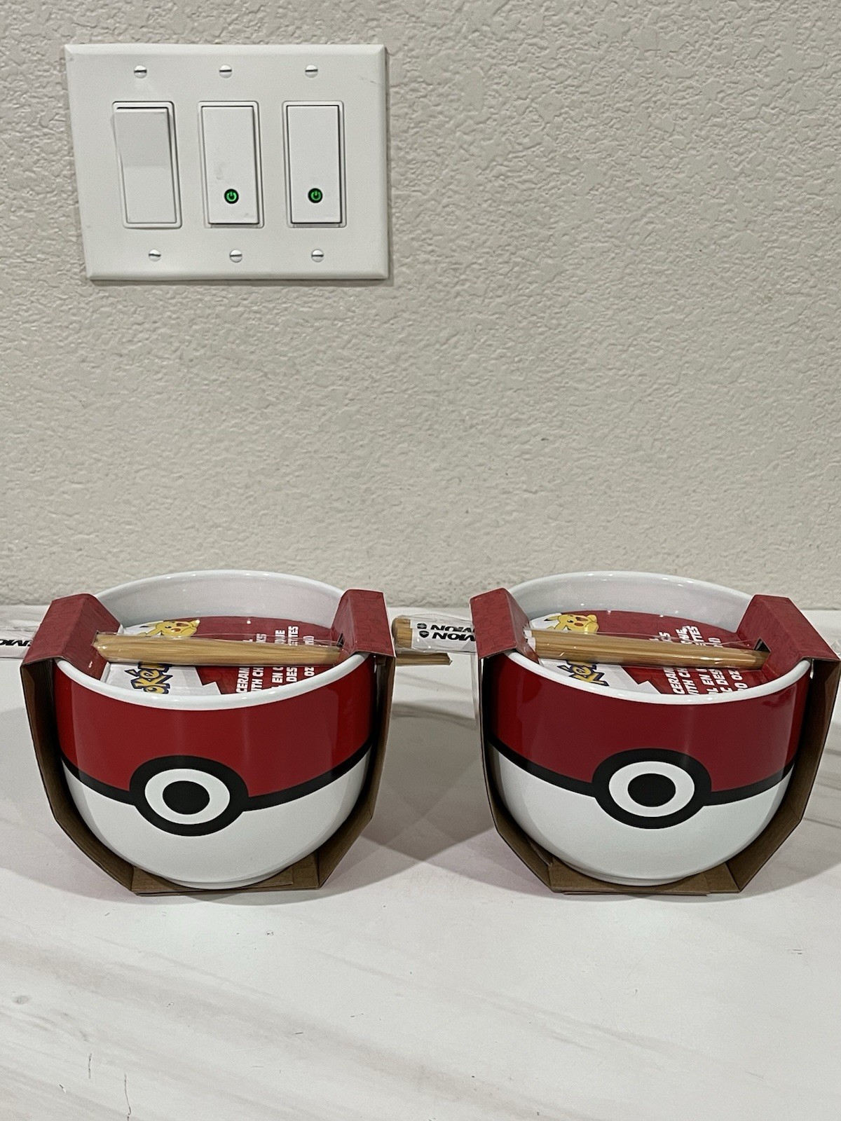 2 Pack Pokémon Pokeball 20oz Ceramic Ramen Noodle Bowl W/ Chopsticks