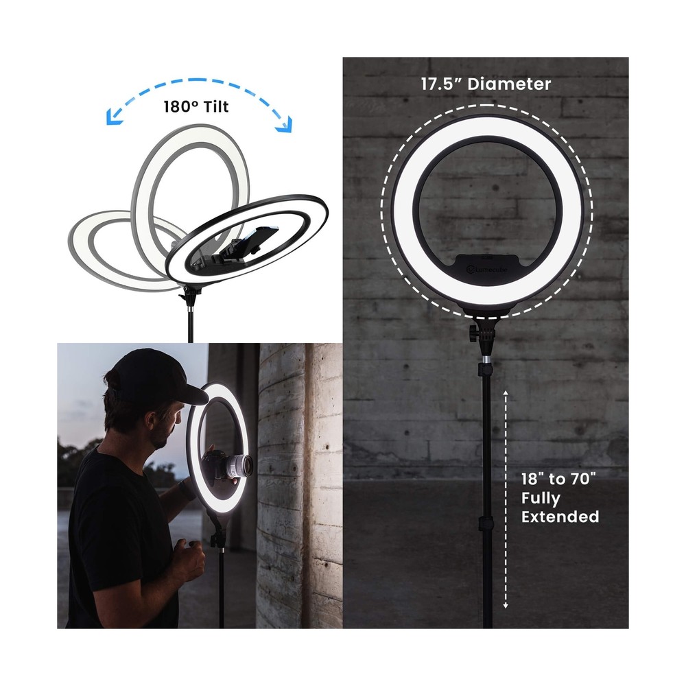 Lume Cube Ring Light Pro 18-inch - Bright Lighting for Podcasting, Streaming,...
