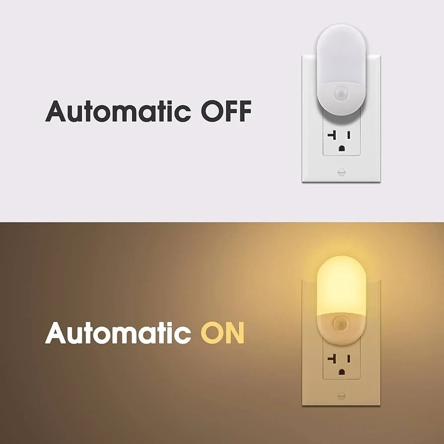 LOHAS LED Motion Sensor Night Light Plug-In 3000K Warm White 2 Pack Adjustable