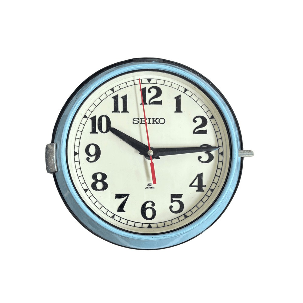 Seiko Blue and Cream Ship Clock - Battery Operated