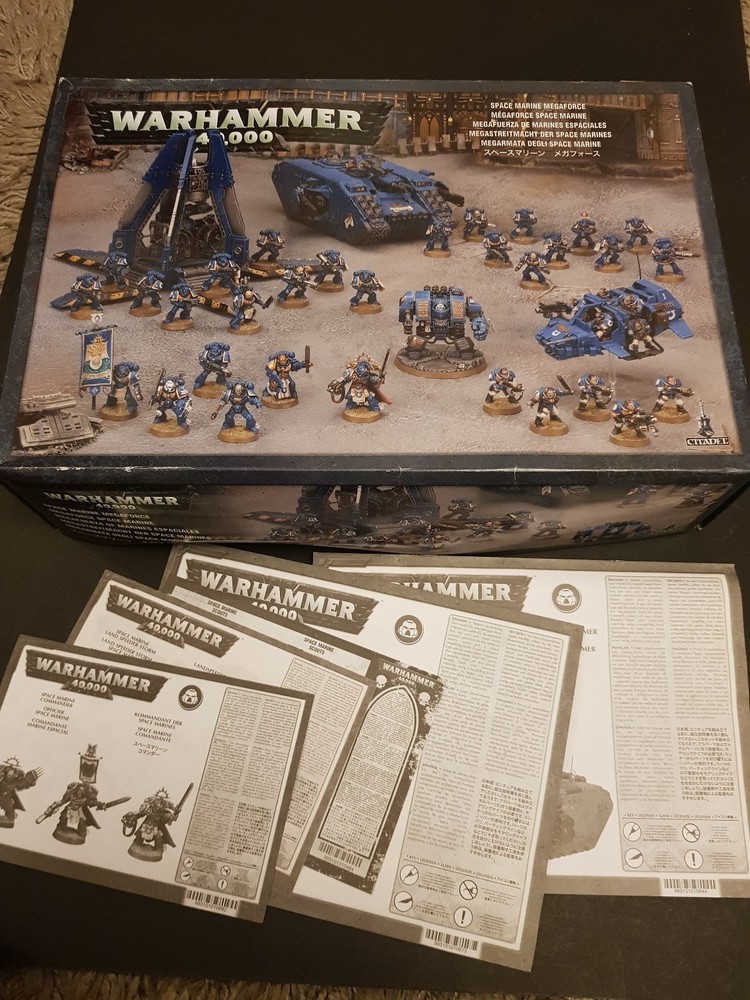Warhammer 40,000 40K Space Marine Megaforce EMPTY BOX ONLY + Some Model Sheets