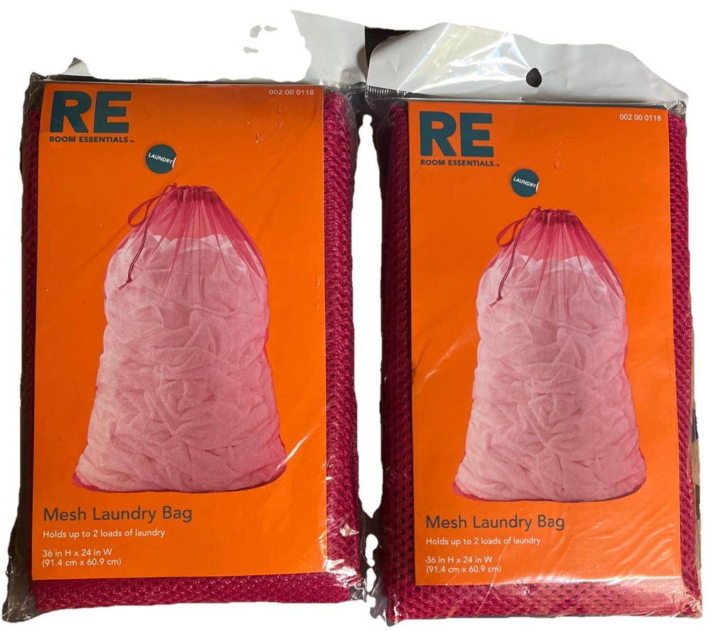 Room Essentials Mesh Laundry Bag 36in. x 24in. Large Drawstring Raspberry Red 2x