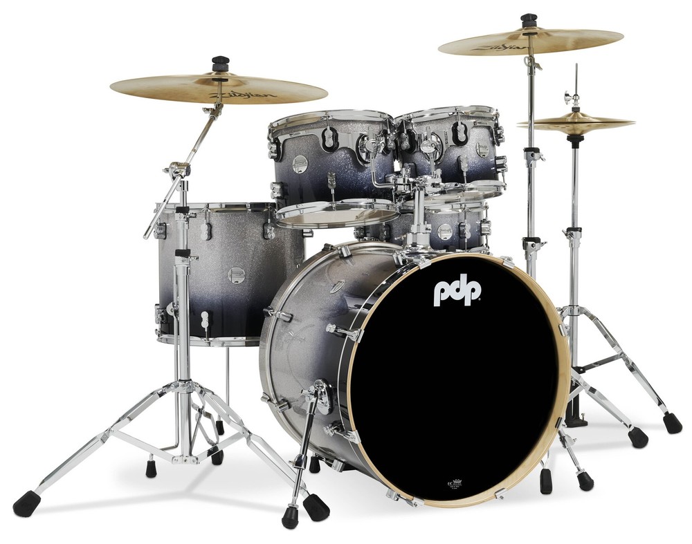 PDP Concept Maple 5-Piece Shell Pack, Silver to Black Fade Lacquer w/Chrome