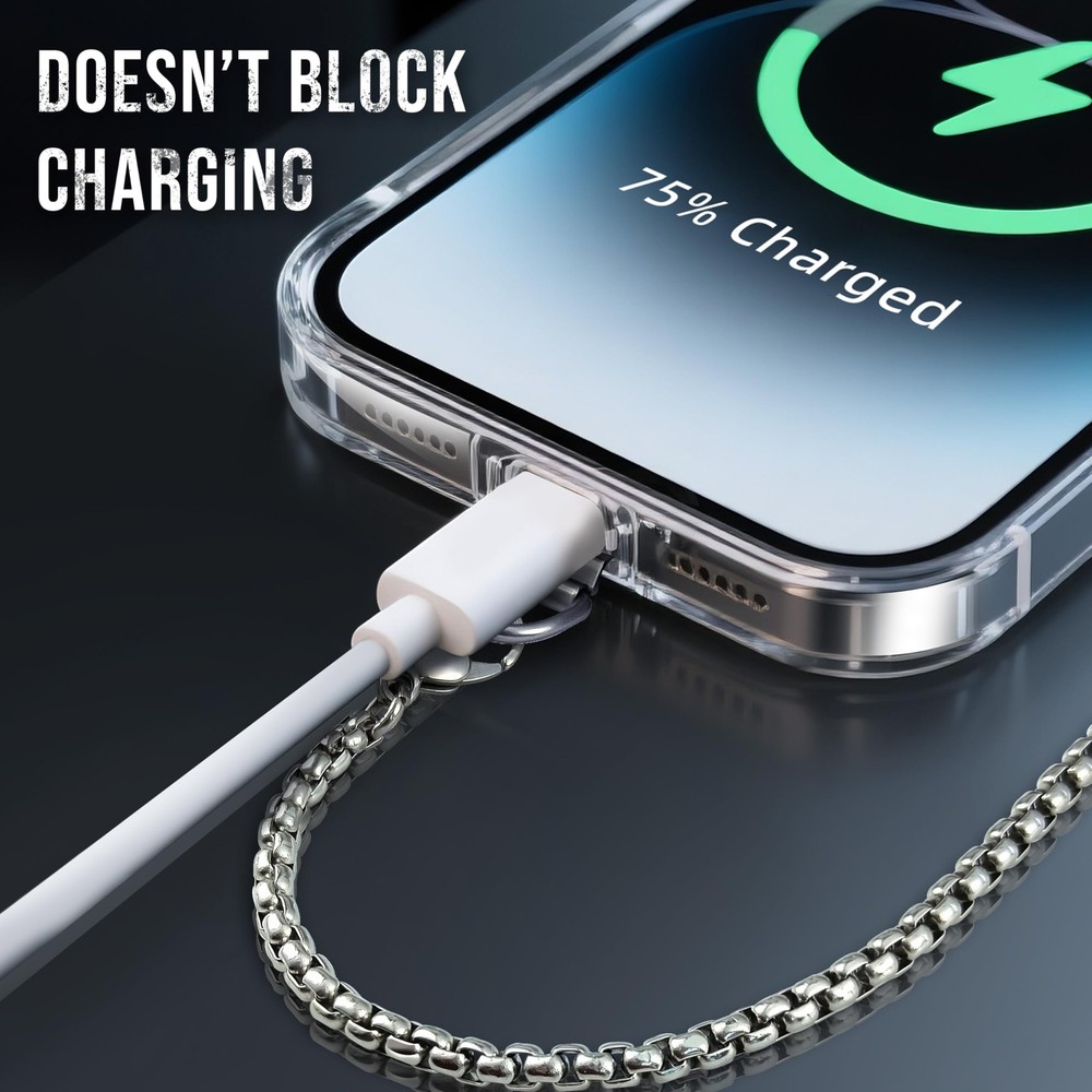 ROCONTRIP Anti-Theft Phone Lanyard Tether & Pants Chain Medium, Silver