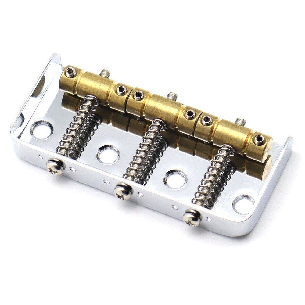 Short Guitar Bridge Brass String Code 3-Saddle for Tele Telecaster Guitar Silver