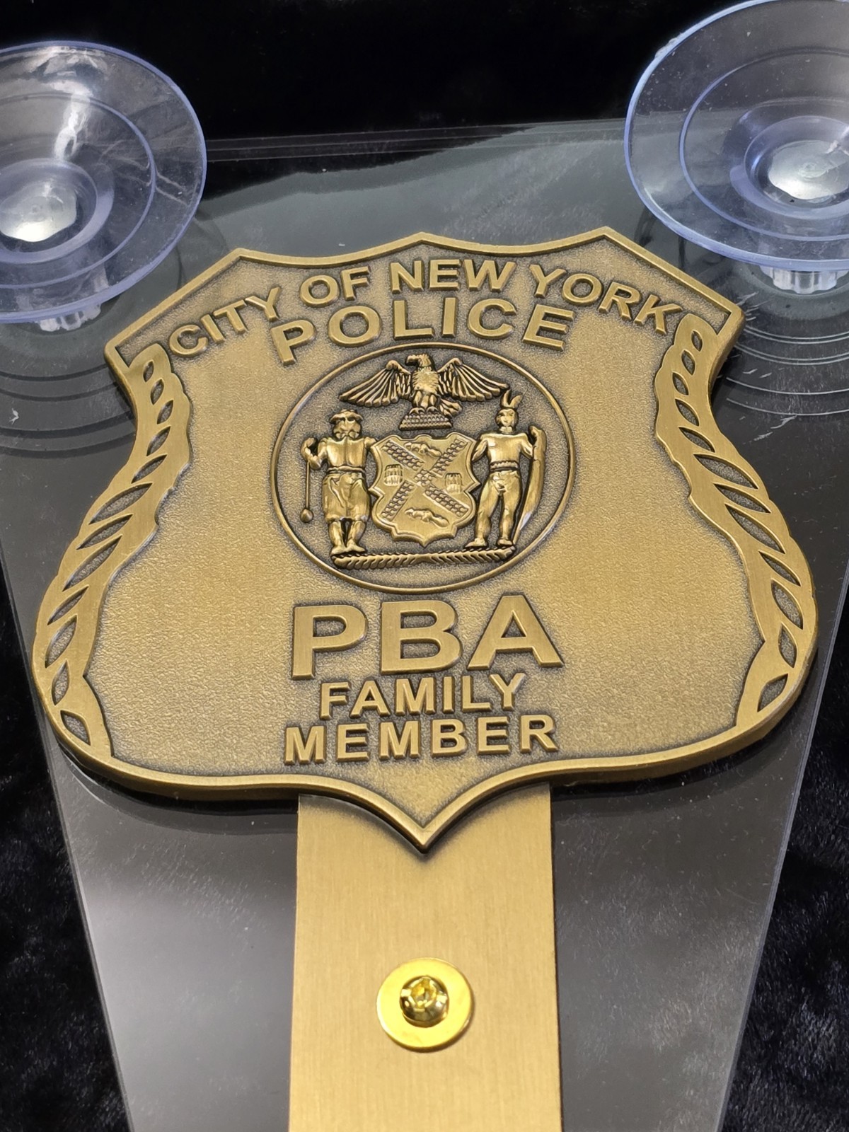 NYPD Windshield Badge Medalion Display. Family Member. Free Shipping.