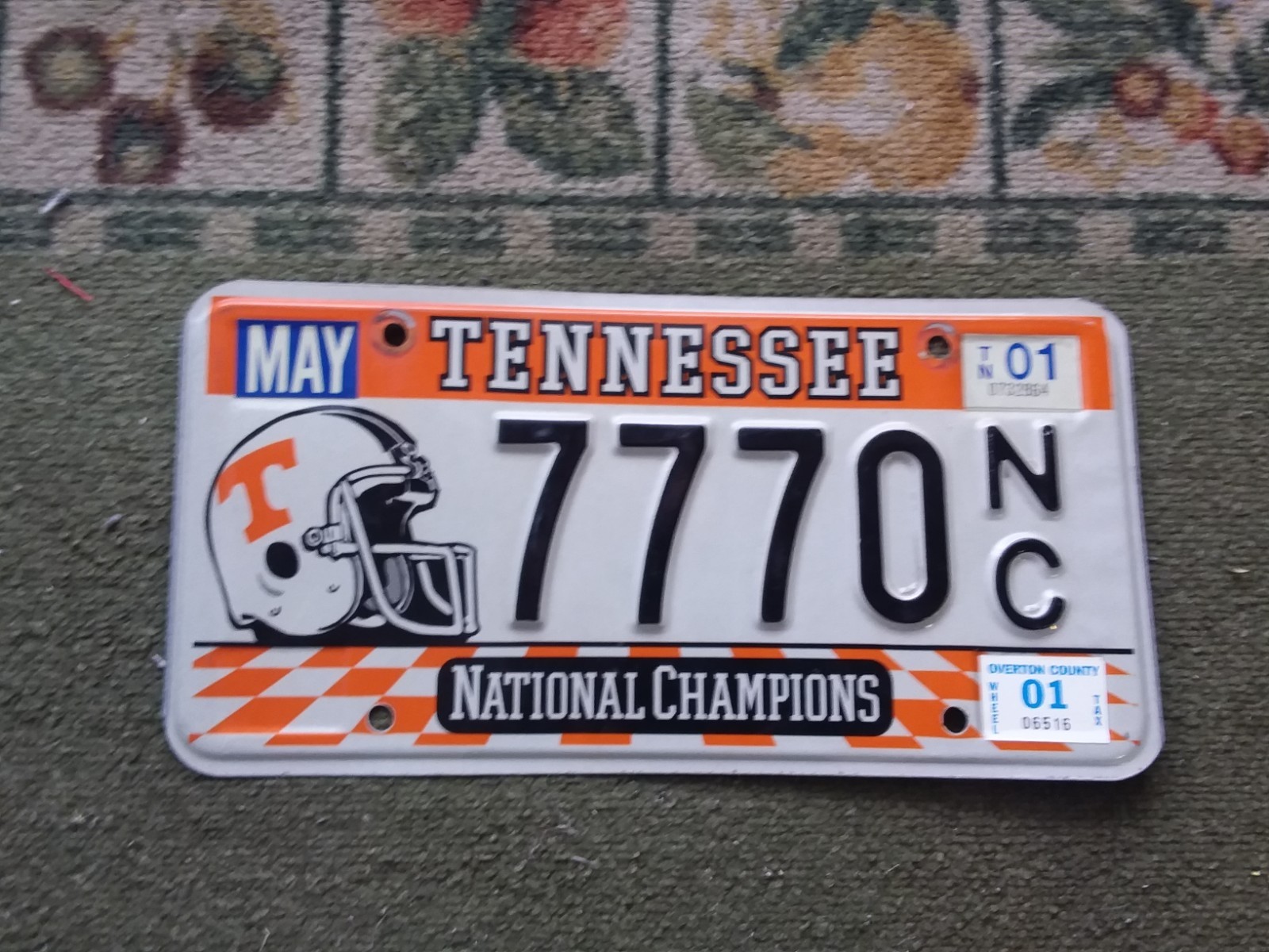 1998 Tennessee Vols Football National Champions License Plate Overton County