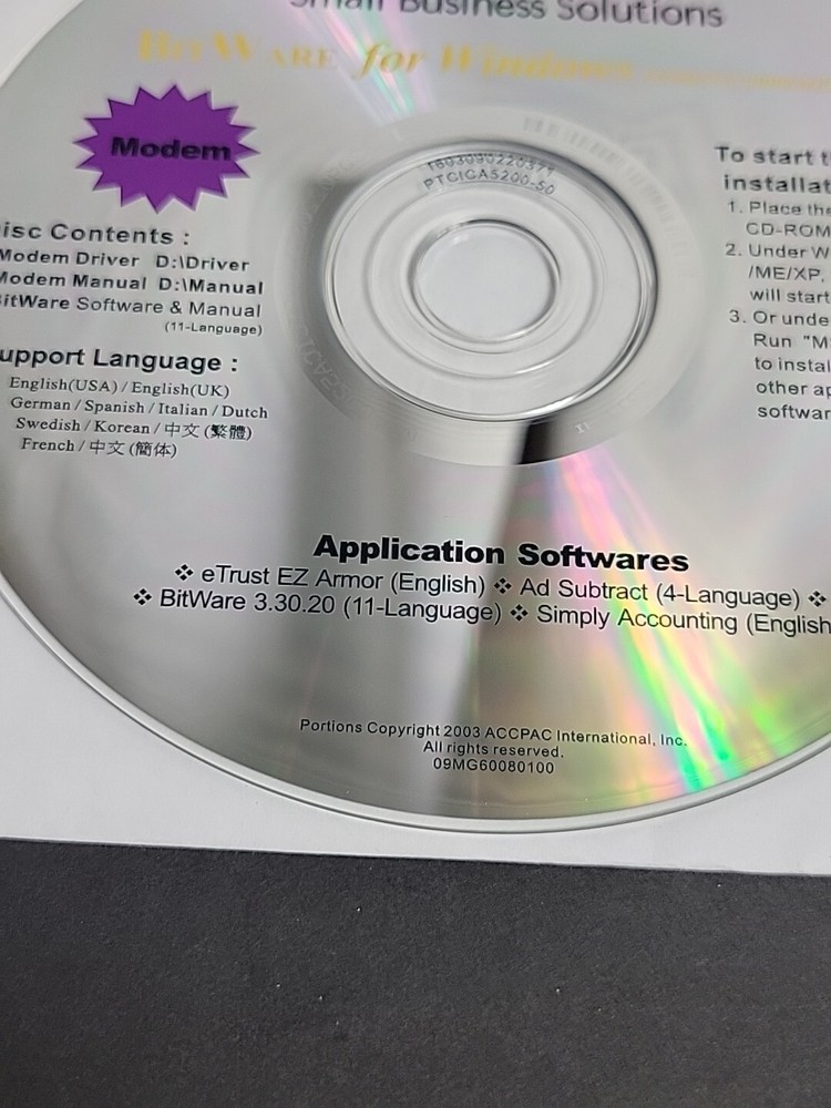 Computer Associates BitWare for Windows 95/98/NT/2000/ME/XP CD-ROM Modem