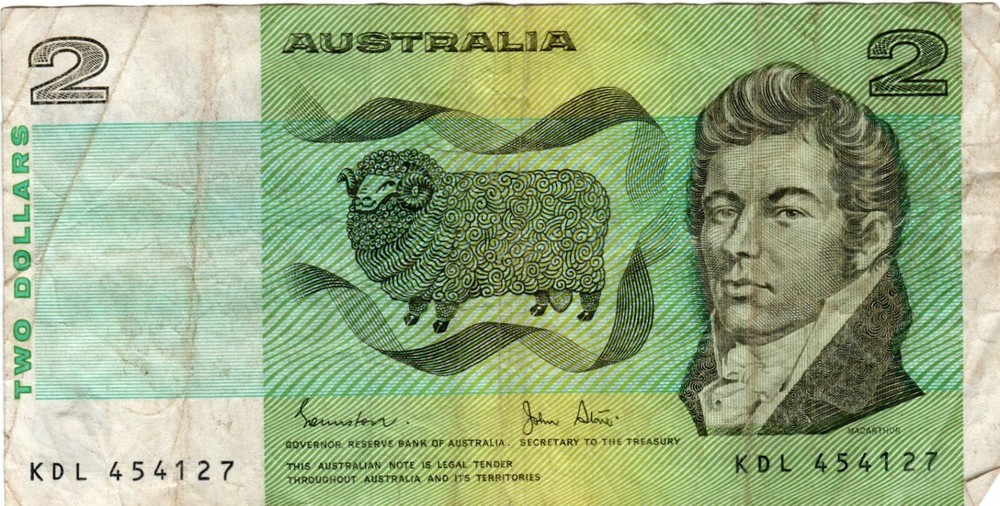 Banknote Australia P43d 2 Dollars 1983