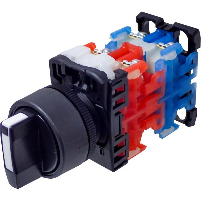 AR22PR-122B, Fuji Electric, 22mm Selector switch, 3-pos, spring return, 2NO+2NC