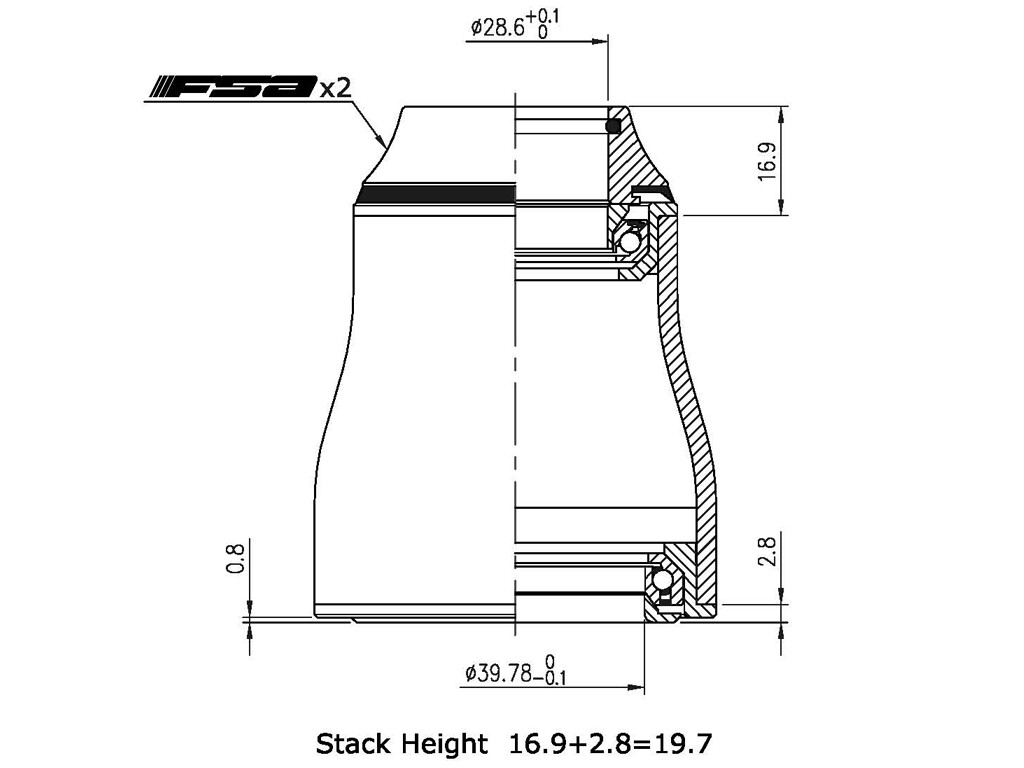 FSA No.57 1.5 ZS 1-1/8"-1.5" Integrated Sealed Bearing Tapered Headset