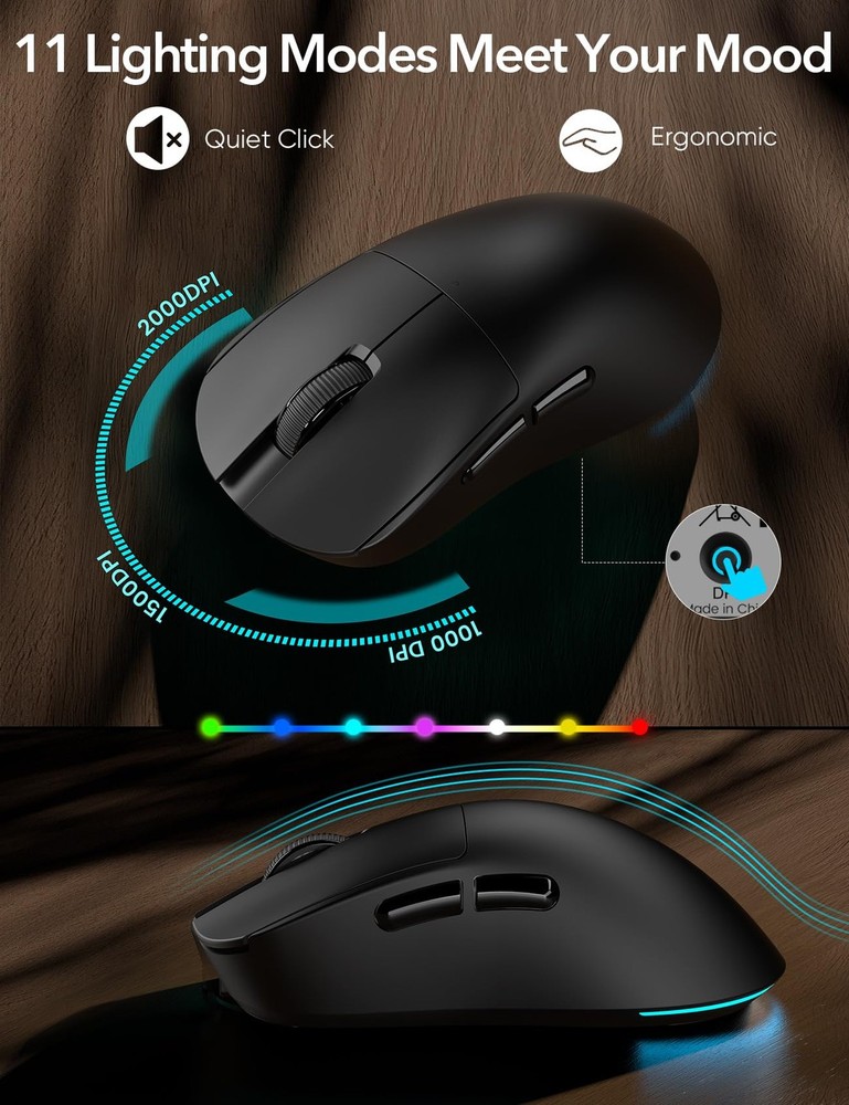 Wireless Keyboard and Mouse Backlit - Typewriter Keyboard with Magnetic Wrist...