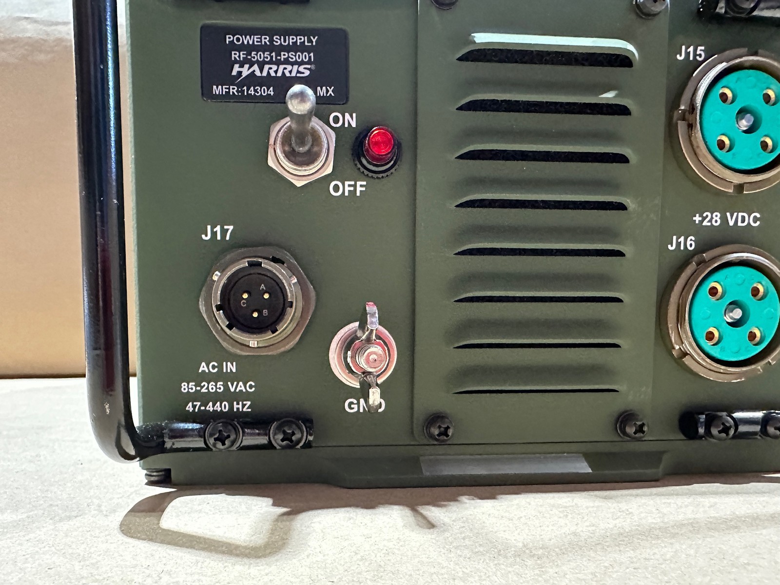 L3 Harris RF-5051-PS001 Power Supply w/ Vehicle Shock Mount & DC Power Cable