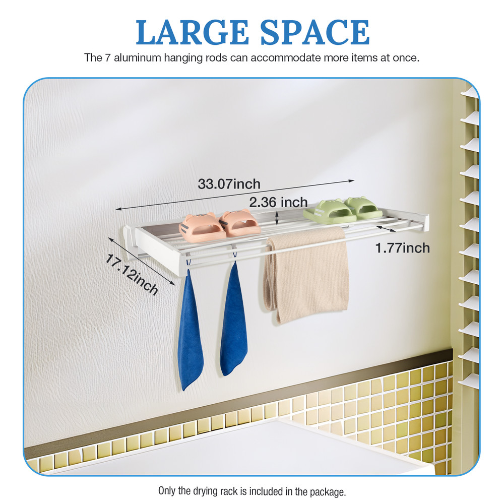 Wall-mounted Laundry Clothes Storage Dryer Hanger Retractable Drying Rack