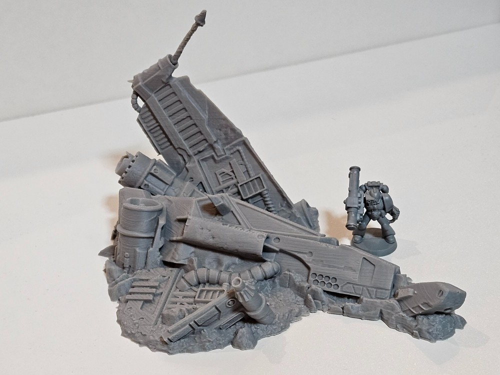 Crashed spaceship crashed fighter craft rocky terrain crashed spaceship 005