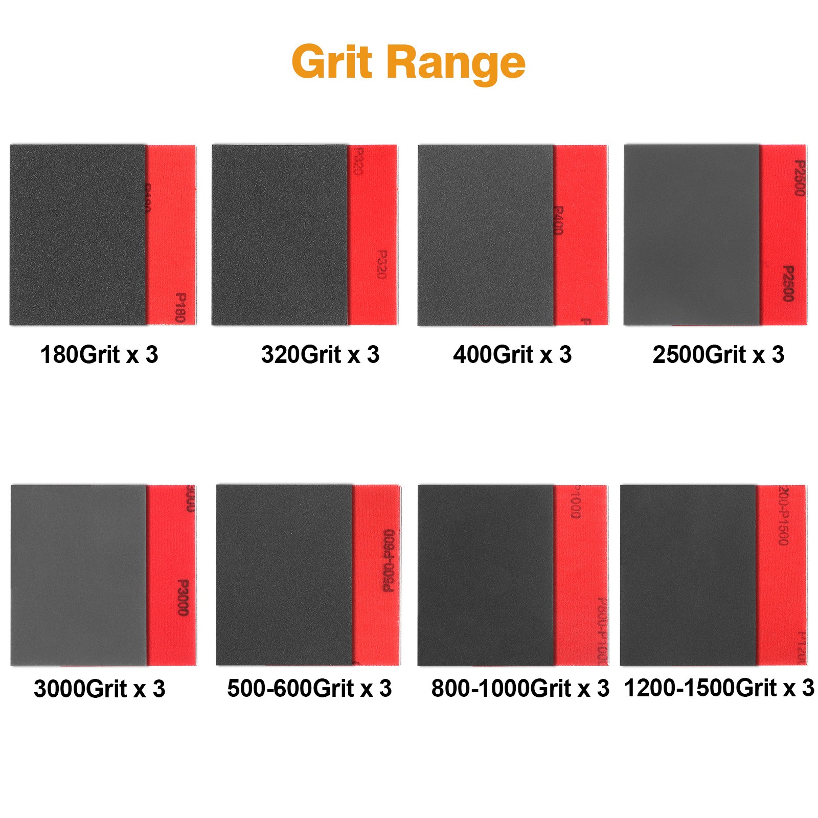 24pcs 180-3000 Grit Sanding Sponge Foam Pads Wet Dry Sandpaper + Sander Block