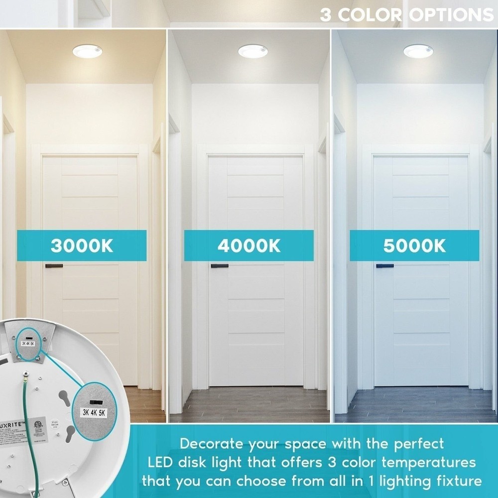 Luxrite 6in LED Motion Sensor Ceiling Light 3 Color Options 30s Timeout