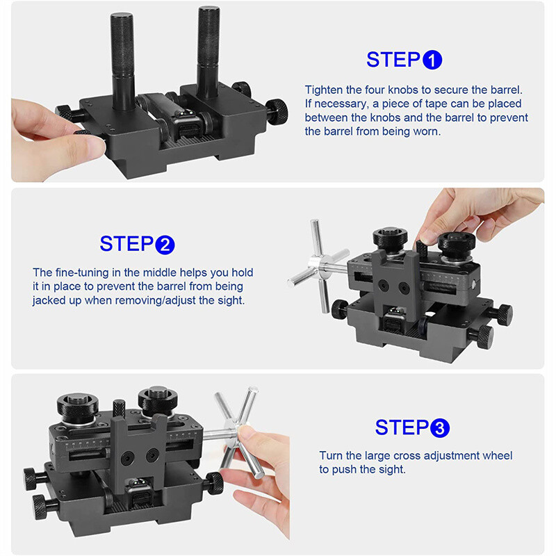 Sight Pusher Tool Front & Rear Sight Prong Assembly Tool for 1911Glock Sig Black